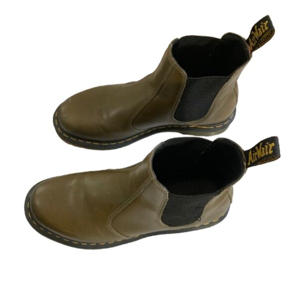 Dr. Martens Original Olive Chelsea Boots 2976 Yellow Stitching Leather, size 10 - Picture 4 of 13